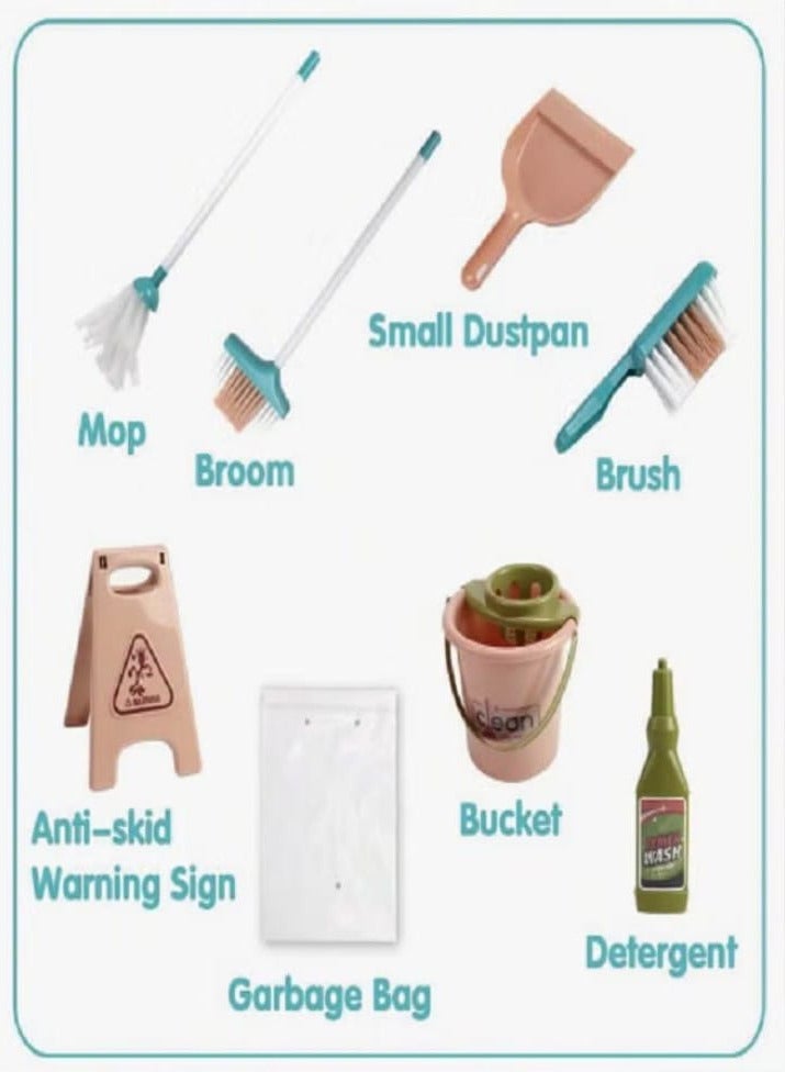 Kids' cleaning trolley set with 13 real pieces for safe and easy help around the house! - Image 4